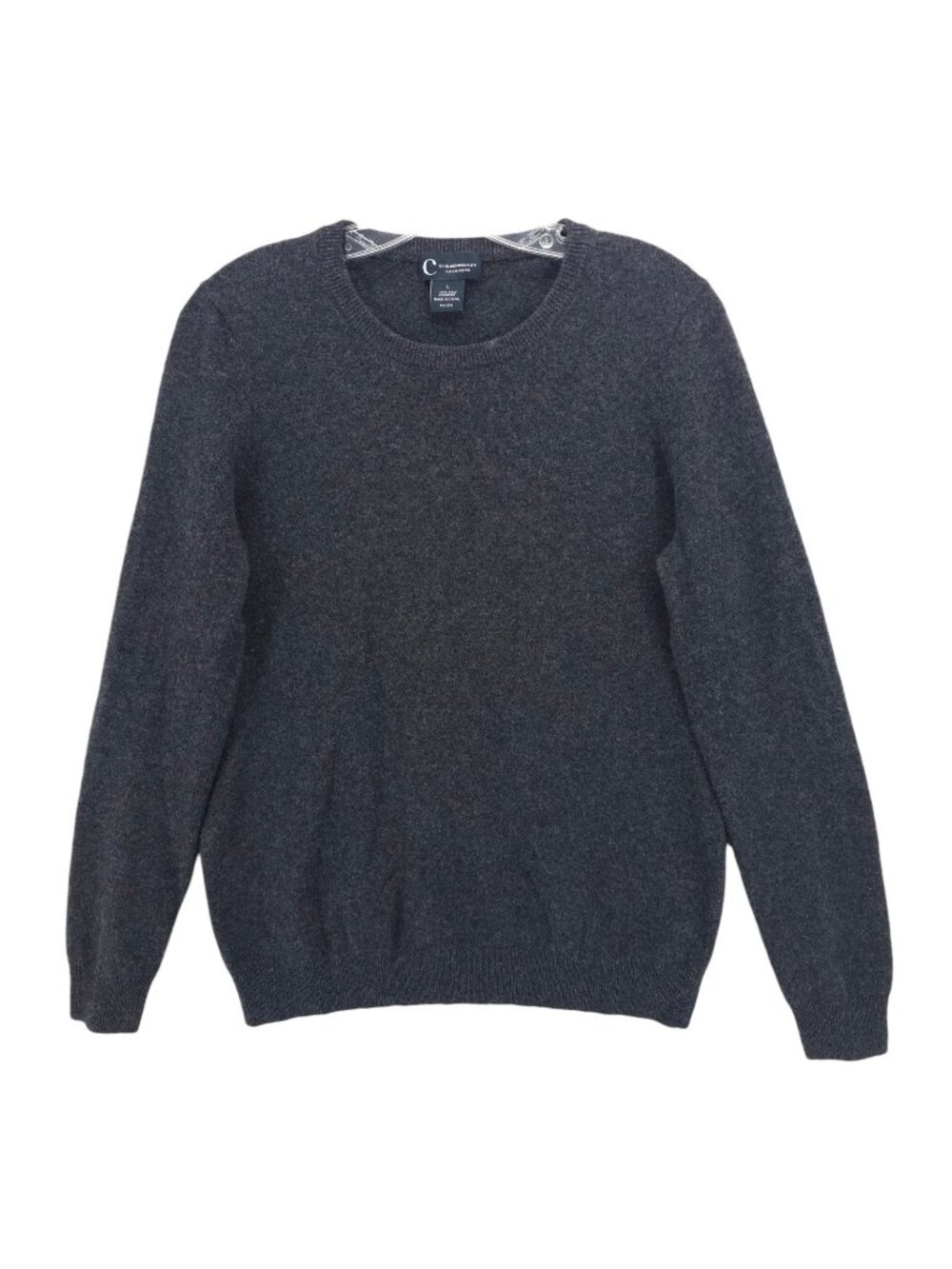 BLOOMINGDALES 100% 2-Ply Cashmere Sweater Charcoal Gray Women's LARGE